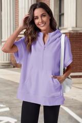 Fisoew Women‘s Violet Oversized Half Zip Hoodies