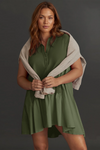 Fisoew Women's Army Green Oversized Patchwork Mini Dress - Fisoew