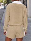 Half Zip Sweatshirt With Drawstring Short Sets