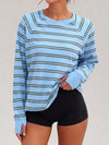 Soft Striped Long Sleeve T Shirt - Fisoew
