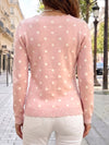 Polka Dot Slim Fit Knit Long Sleeve Tops