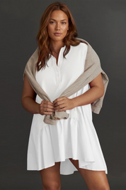 Fisoew Women's White Oversized Patchwork Mini Dress
