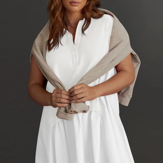 Fisoew Women's White Oversized Patchwork Mini Dress - Fisoew