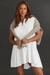 Fisoew Women's White Oversized Patchwork Mini Dress - Fisoew
