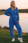 Zip Up Hoodie With Jogger One Piece Jumpsuits - Fisoew