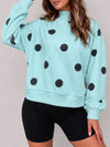 Mock Neck Long Sleeve Polka Dot Sweatshirts - Fisoew