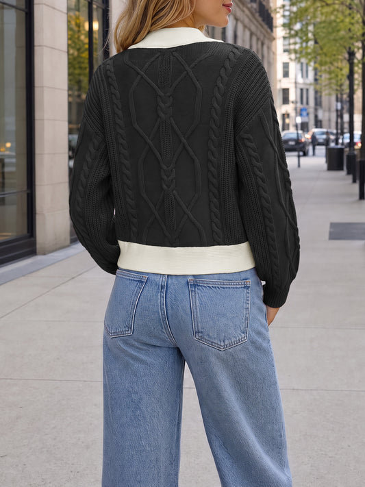 Cable Reversible Criss Cross Knit Pullovers - Fisoew