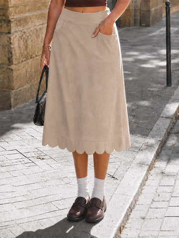 Ruffle Hem With Pocket Hight Waist Skirts