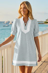 Fisoew Women's Grey Casual Short Puff SleeveT Shirt Mini Dress - Fisoew