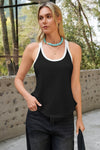 Fisoew Women's Black Loose Sleeveless Crew Neck Workout Tank Tops - Fisoew