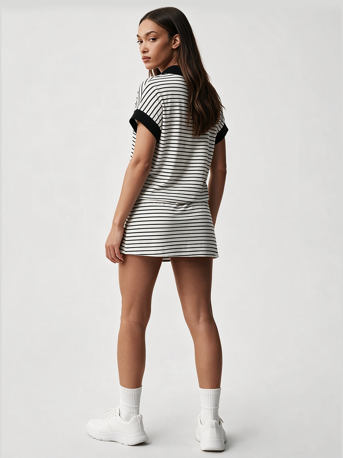 Striped Sweatshirt Skirt 2 Piece Outfits - Fisoew