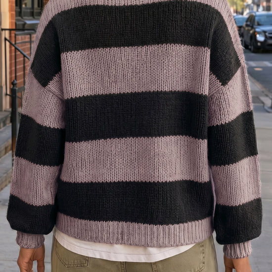 Striped Open Front Button Up Cardigans - Fisoew