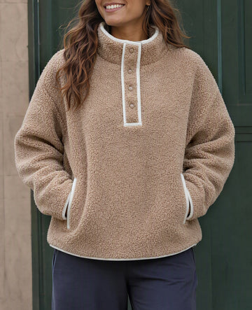 Pocket Side Fuzzy Fleece Warm Pullover