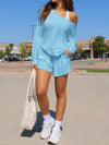 Off Shoulder Tops With Short Solid Sets