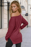 Oversized Off Shoulder Ribbed Knit Tops
