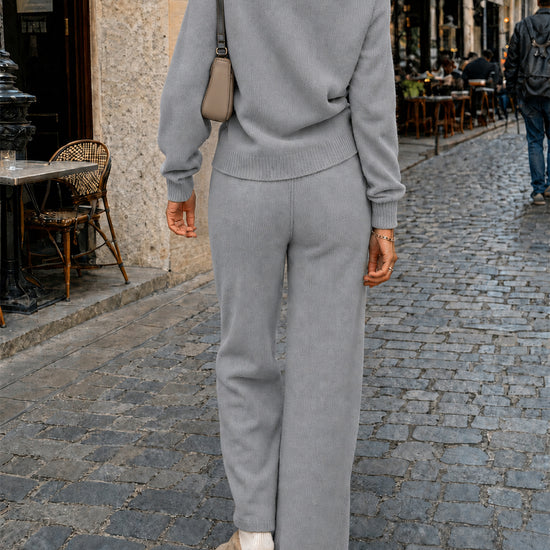 Off-Shoulder Sweaters With Drawstring Pants Set - Fisoew