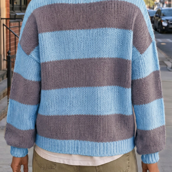 Striped Open Front Button Up Cardigans - Fisoew