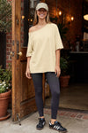 Fisoew Women's Beige Off The Shoulder Tops Oversized  T-Shirts - Fisoew