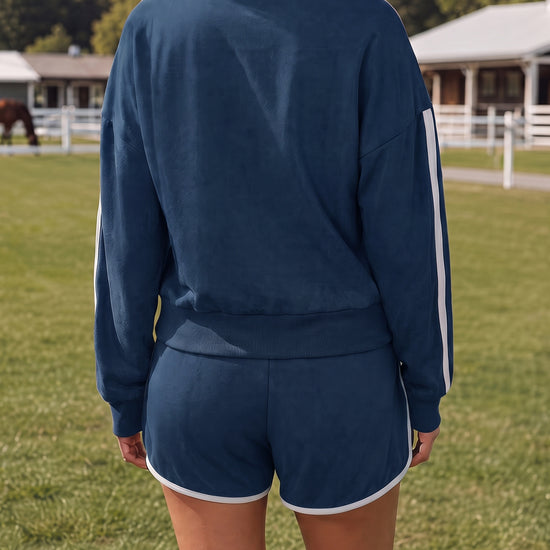 Outfits Zip Up Jacket With Shorts Sets - Fisoew