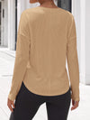 Solid Ribbed Knit Henley Shirts - Fisoew