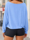 Off Shoulder Solid Long Sleeve T-Shirts - Fisoew