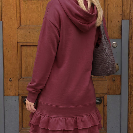 Turtleneck Hoodie Sweatshirt Mini Dresses - Fisoew