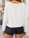 Off Shoulder Solid Long Sleeve T-Shirts - Fisoew