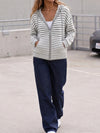 Striped Zip Up Hoodie Long Sleeve Hoodies
