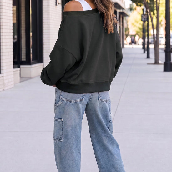 Reversible Wrap Long Sleeve Sweatshirt - Fisoew