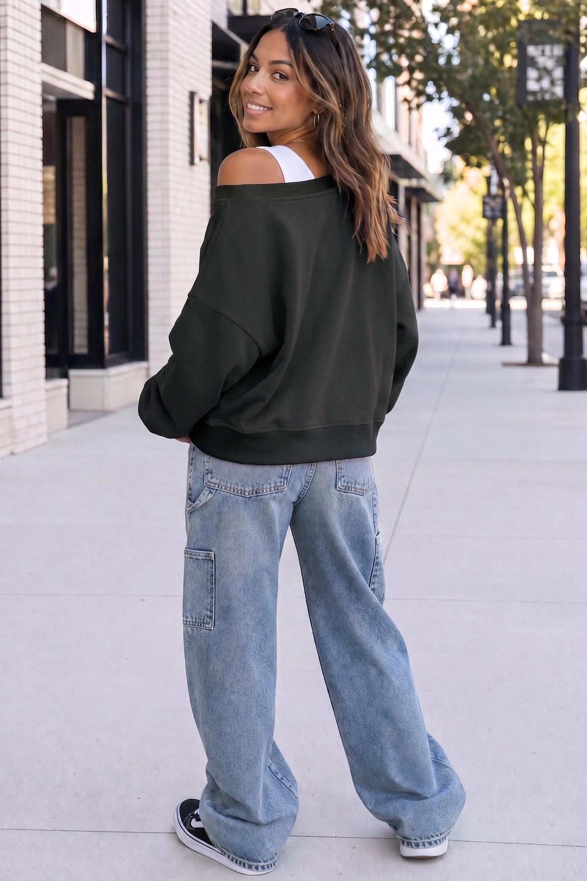 Reversible Wrap Long Sleeve Sweatshirt - Fisoew