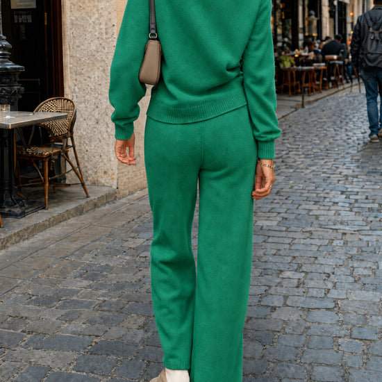 Off-Shoulder Sweaters With Drawstring Pants Set - Fisoew