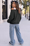 V Neck Long Sleeve Wrap Sweatshirt