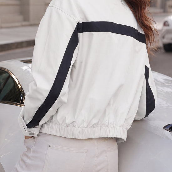 Lightweight Crop Color Block Jacket - Fisoew