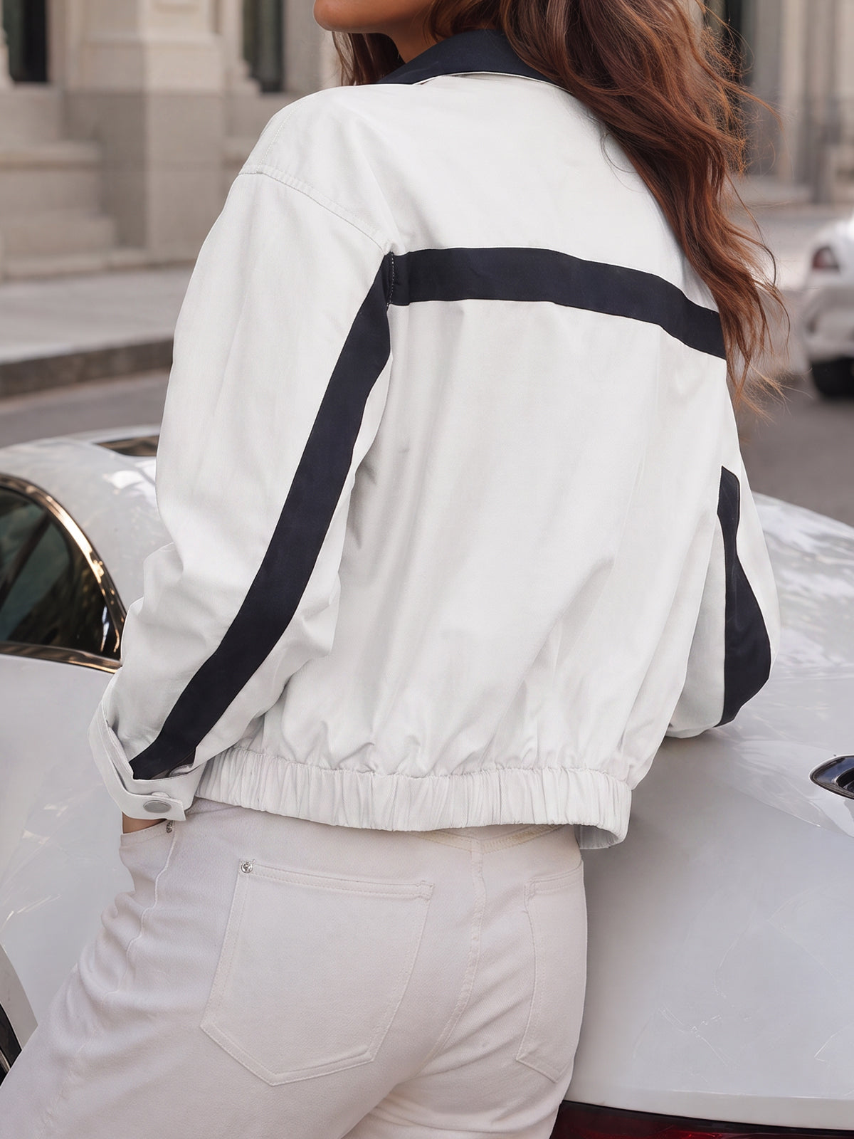 Lightweight Crop Color Block Jacket - Fisoew