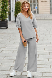 Fisoew Women‘s Light Grey 2 Piece Loose Workout Tracksuit Sets - Fisoew