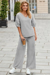 Fisoew Women‘s Light Grey 2 Piece Loose Workout Tracksuit Sets - Fisoew