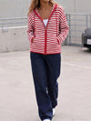 Striped Zip Up Hoodie Long Sleeve Hoodies