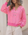 V Neck Striped Cropped Hoodies
