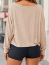 Off Shoulder Solid Long Sleeve T-Shirts - Fisoew
