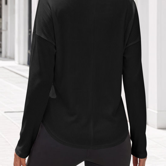 Solid Ribbed Knit Henley Shirts - Fisoew