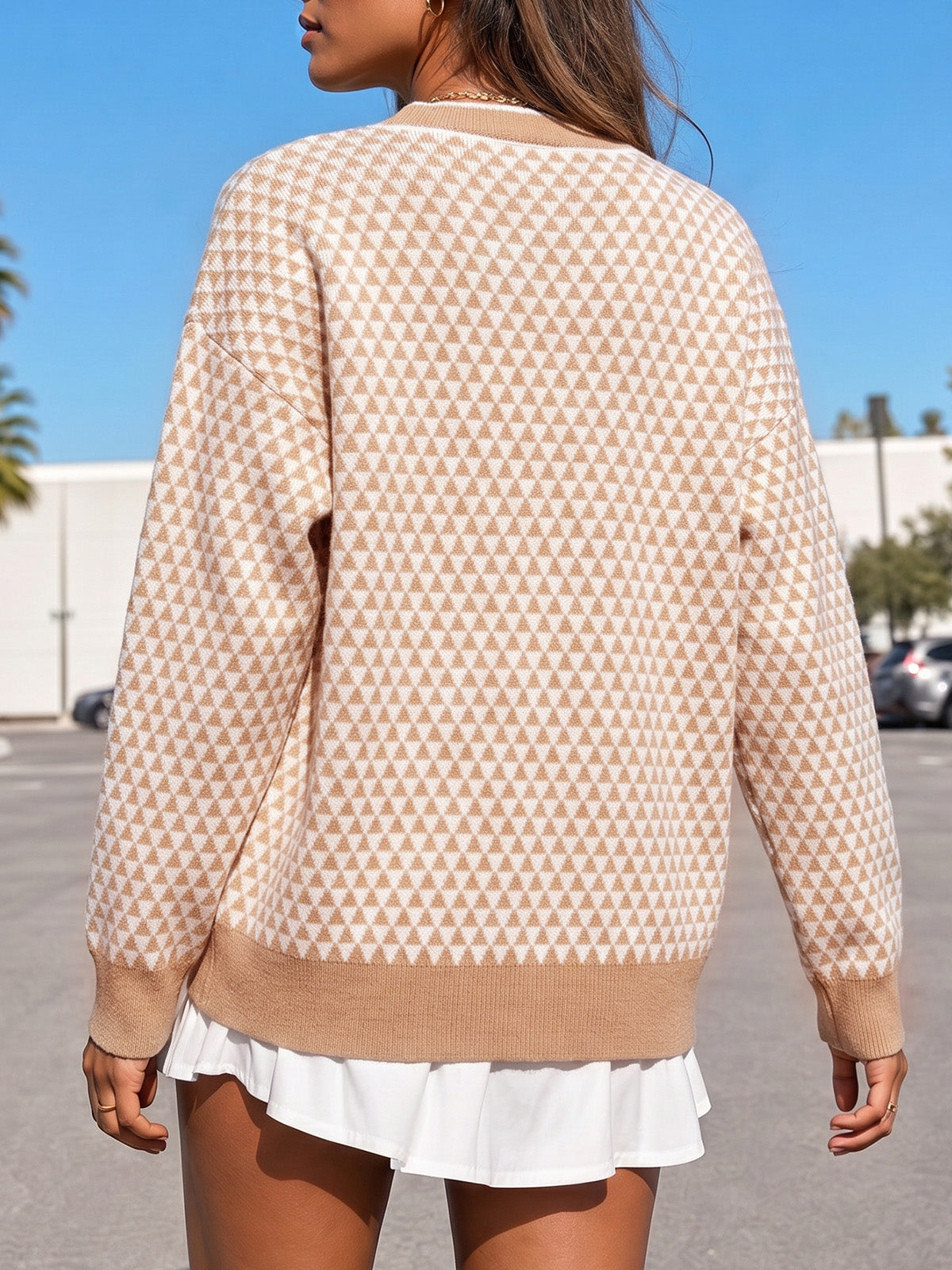 V Neck Button Knit Cardigan - Fisoew