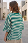 Round Neck Striped Short Sleeve Crop T-shirts