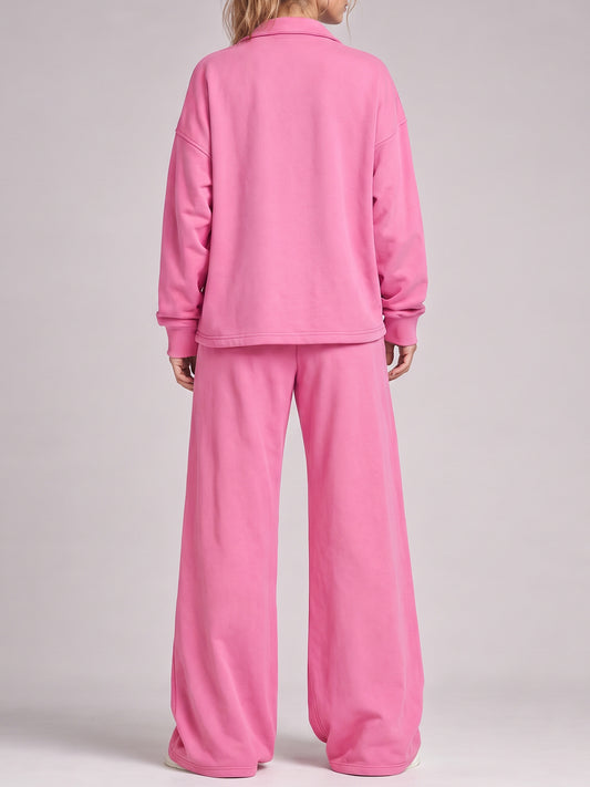 V Neck Pullover With Wide Leg Pants Sets