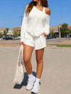 Off Shoulder Tops With Short Solid Sets