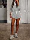 Half Zip Sweatshirt With Drawstring Short Sets