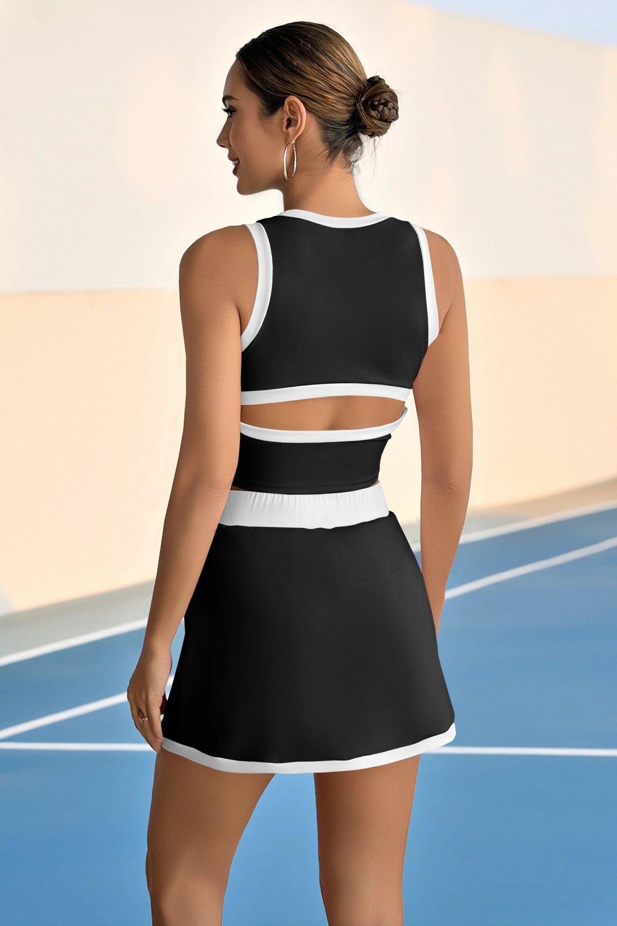 Women¡®s Black 2 Piece Outfits High Waisted Tracksuits Fisoew - Fisoew