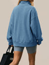 Waffle Knit Button Henley Pullover Sweatshirt - Fisoew