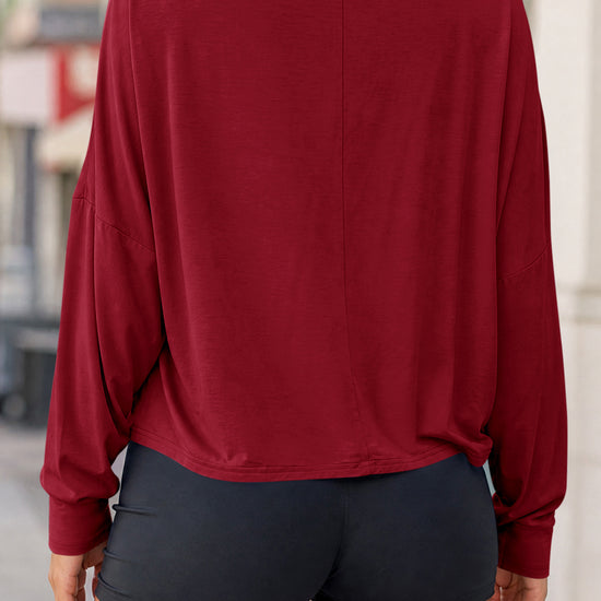 Off Shoulder Solid Long Sleeve T-Shirts - Fisoew