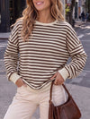 Round Neck Striped Long Sleeve Sweatshirts