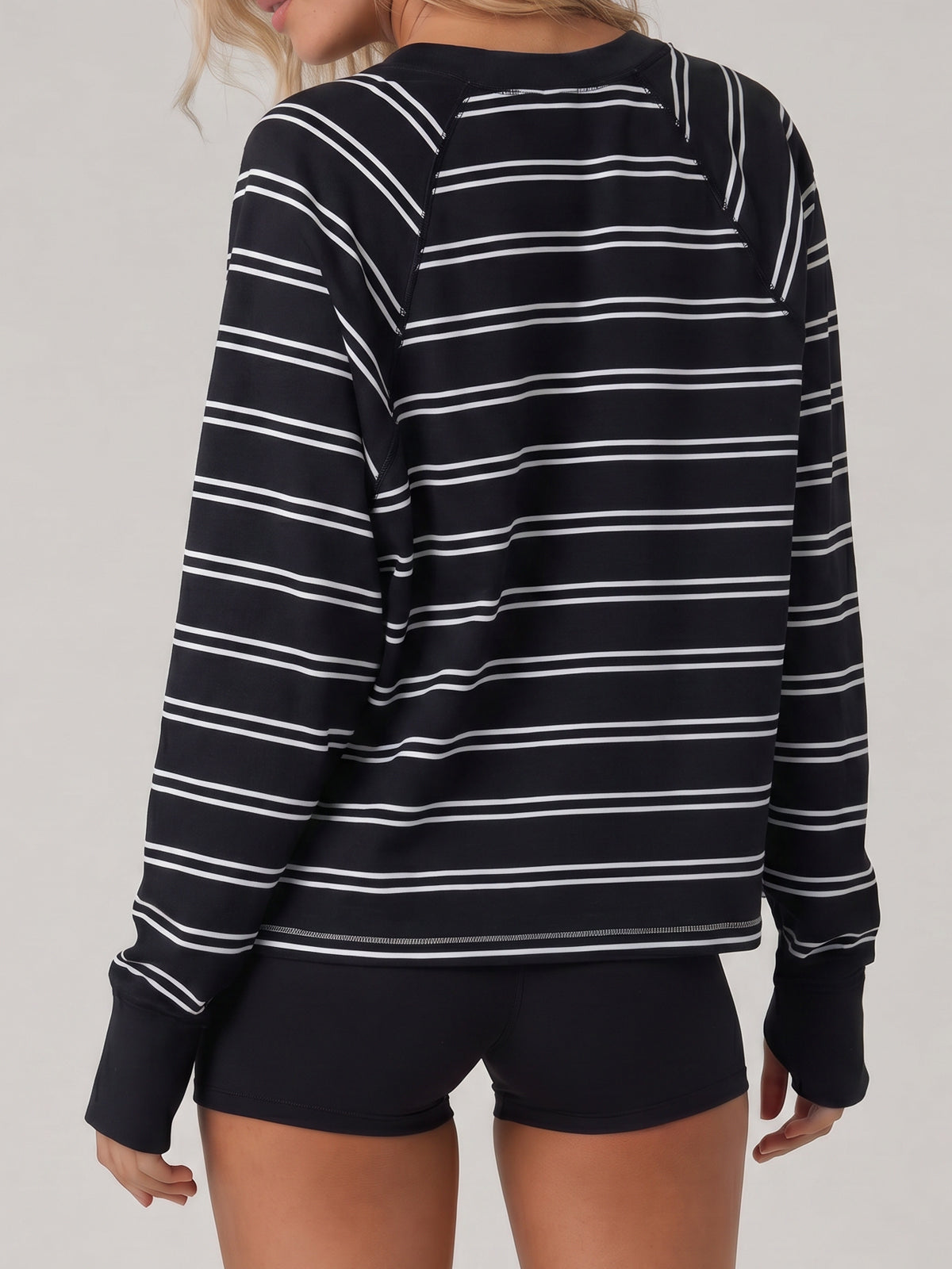 Soft Striped Long Sleeve T Shirt - Fisoew